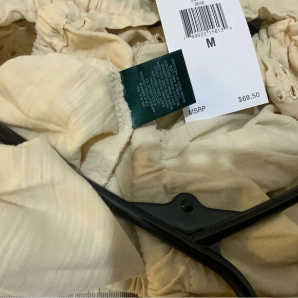 NWT Lauren Ralph Lauren M Top off shoulder eyelet drawstring bottom - Picture 9 of 9